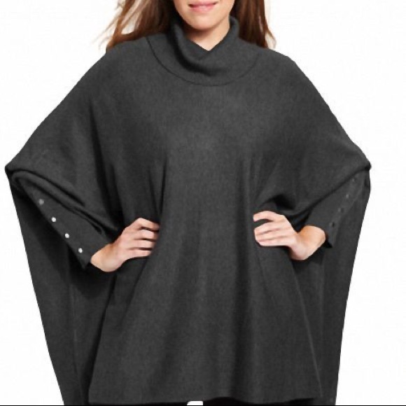 Alfani Sweaters - Alfani Grey Turtle Neck Long Sleeve Poncho